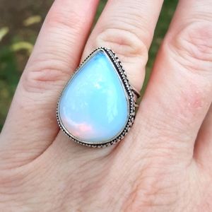 New Amazing Milky Opalite 925 Silver Ring.